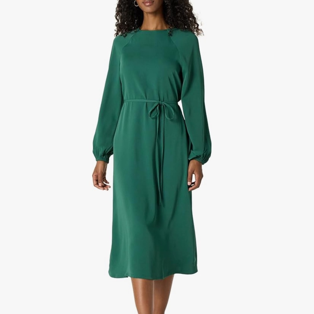Chic Forest Green Long Sleeve Dress